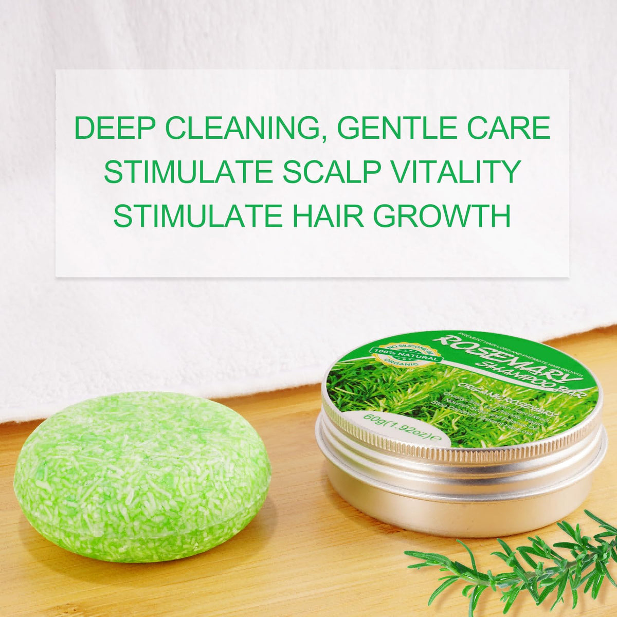 HXTMKT Solid Shampoo Rosemary, Organic Hair Soap Shampoo for Hair Growth Volume, Rosemary Shampoo Bar for Oily Hair & Dry Hair, Dry Scalp, Naturally Handmade 1 Bar of 60 g