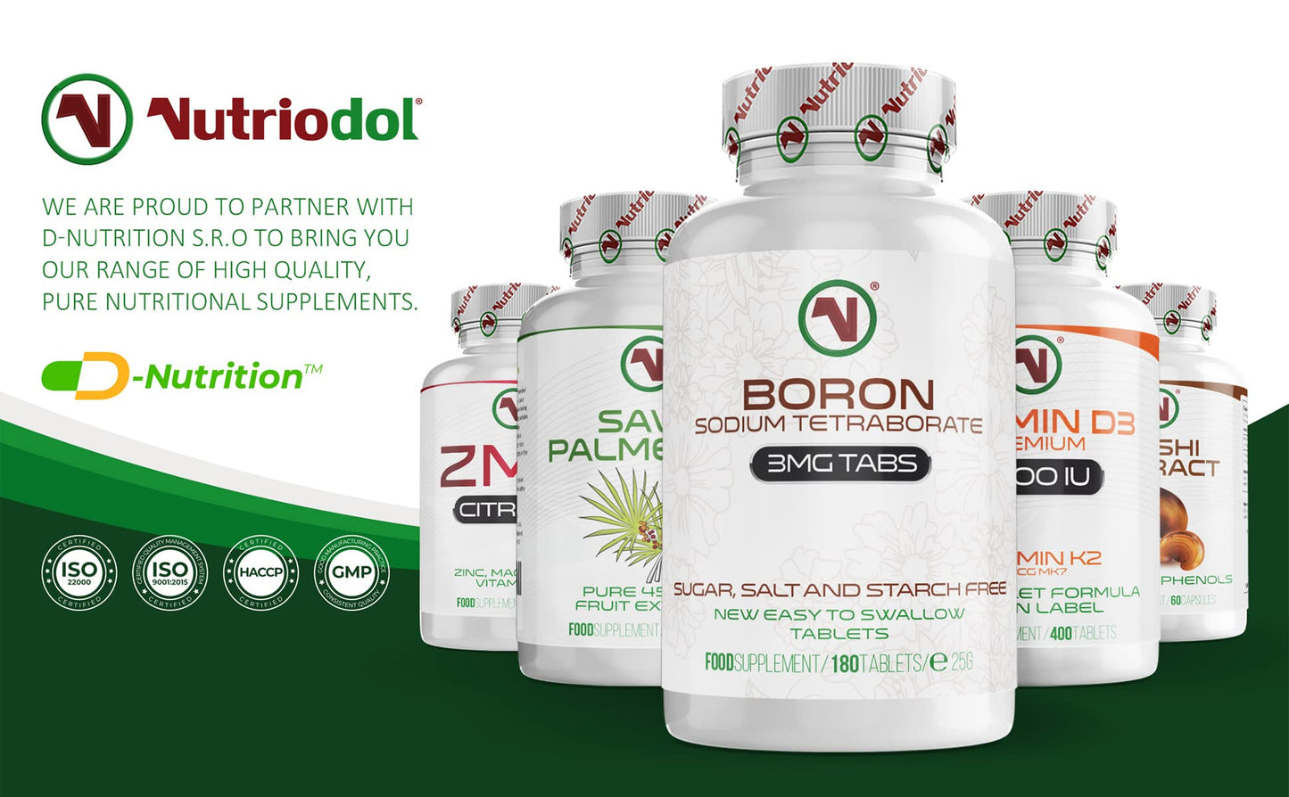 Nutriodol Boron Tablets | 3mg Per Tablet | Sodium Tetraborate | 180 Days Supply | Suitable for Vegans | Easy to Swallow Tablets