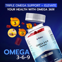 Flebo Vegan Omega 3 Gummies | 1 Month Supply| Supports Heart,Brain & Eye Health | Chewable Omega 3 6 9 I Natural Peach Flavour | 60 Two-a-Day Vegan Vitamin Gummies | Tasty Alternative to Fish Oil