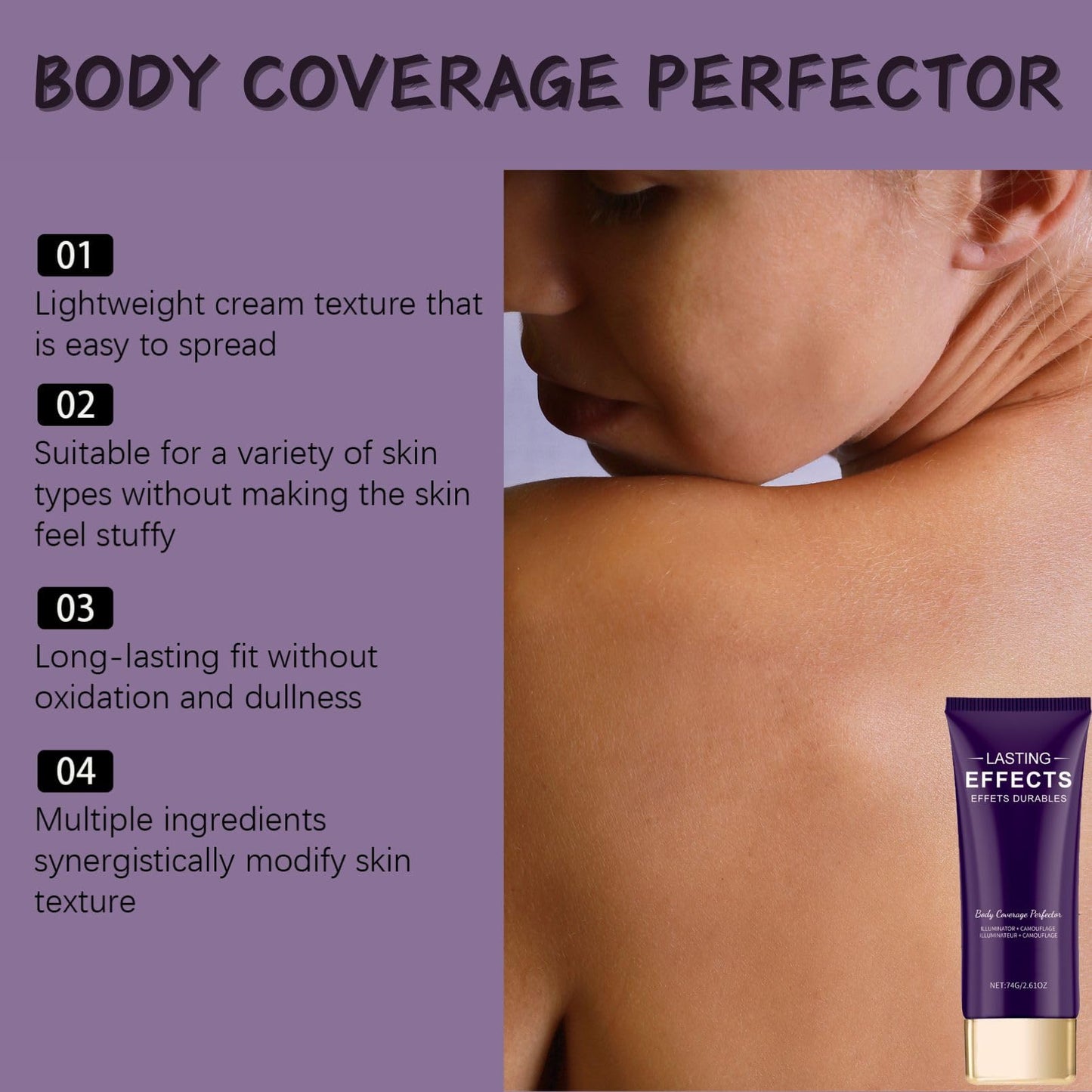 SHEBEEDO Body Coverage Perfector,Waterproof Sweat-Proof Full Coverage for Face Body,Transfer-Resistant and Evens Skin Tone Tattoo Cover Up, Skin Tint Body Foundation Coverage