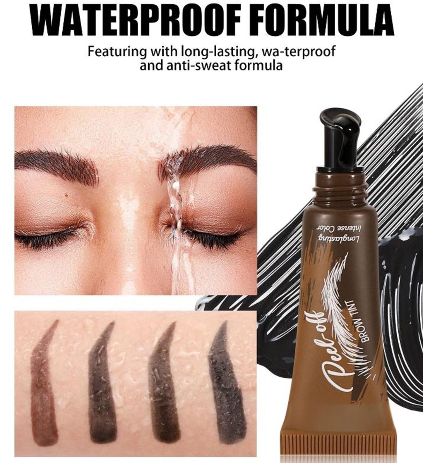 Generic Eyebrow Tint & Eyelash Tint Kit, Semi- Waterproof Brow Dye Gel, Lasts Up To 7 Days, Gentle Formula for Sensitive Skin, Easy Peel Off Technology for Quick Application & Removal, (05# Black)