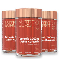 Nutriburst Turmeric Curcumin with Black Pepper Extract Multipack - Powerful Antioxidants & Anti-inflammatory, Joint & Muscle Health - Vegan & Sugar Free - 3 x 60 Ginger Gummies - 3 Mon Supply