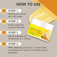 Shefave Turmeric & Vitamin C Face Scrub Exfoliator,Natural Facial Exfoliating Body Scrub,Facial Peeling Cream Brightening Srub for Women&Men-Improve Dark Spots Blackheads Acne,Even Skin Tone Skin Care, 100g