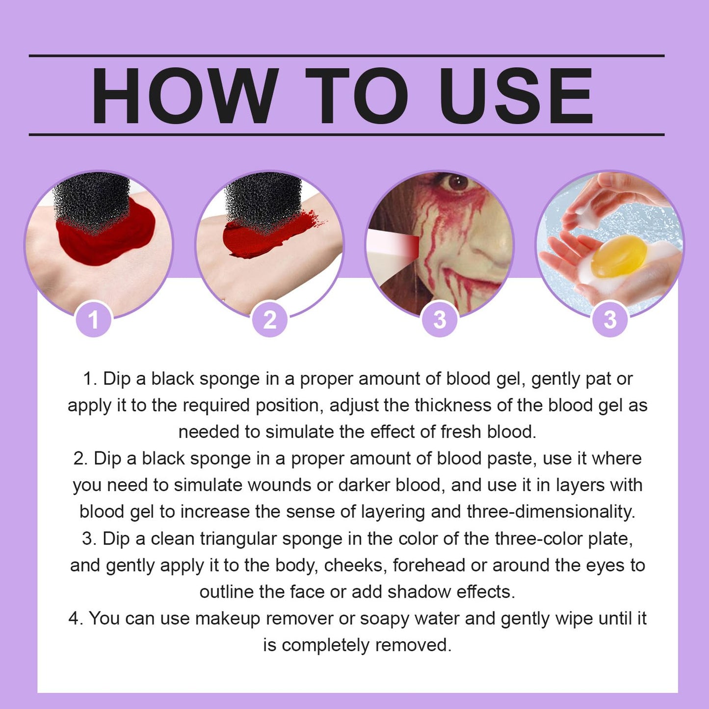 EONFAVE Halloween SFX Makeup Kit - Realistic Vampire Makeup - Fake Blood Makeup Kit - Special Effect Makeup Paint With Sponges, Scar Wax, Body Painting Palette for Halloween Cosplay Zombie Vampire