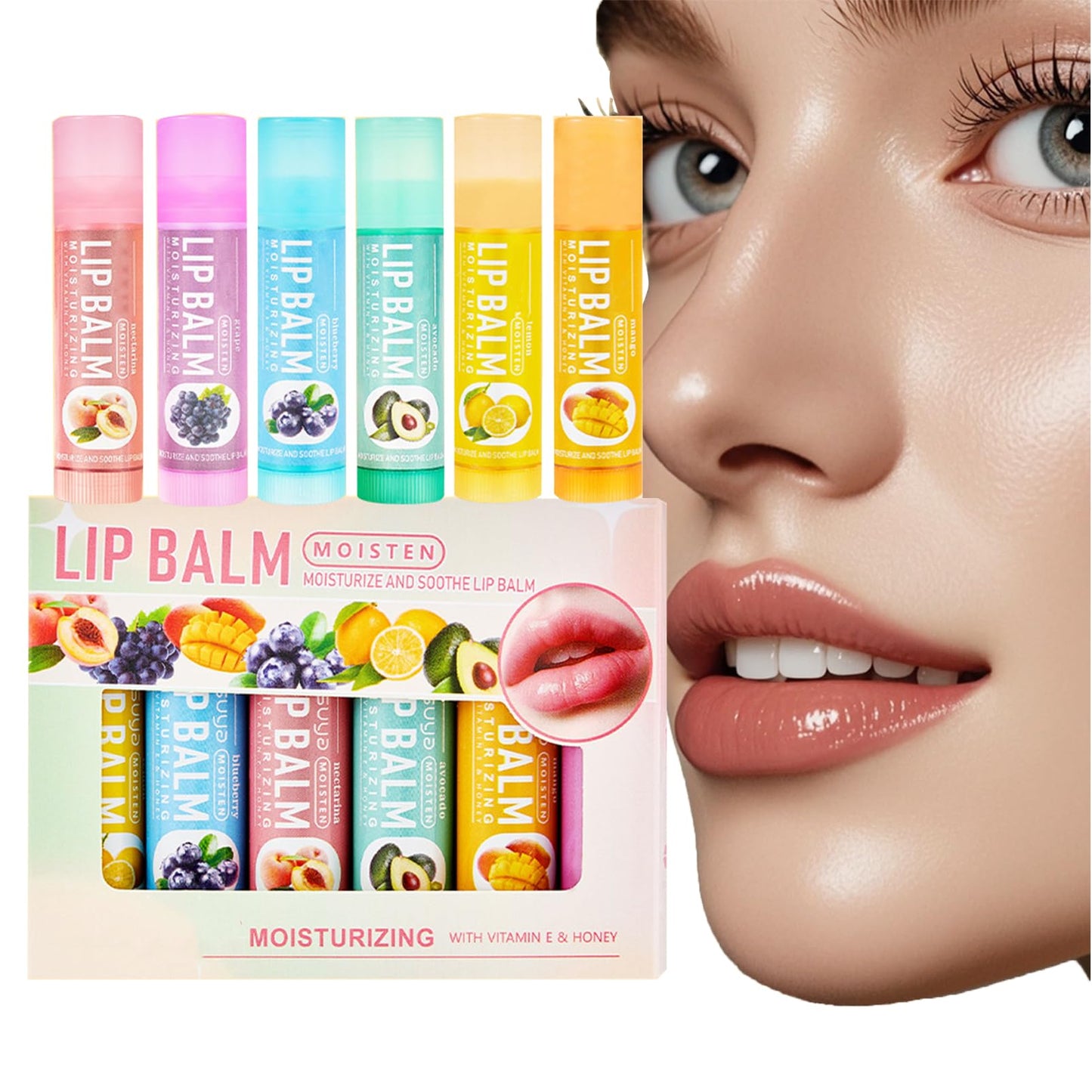 SHEBEEDO Lip Balm Set, Flavoured Lip Balms with Vitamin E and Honey, Moisturising Lip Balm Multipack, Protect & Hydrate Beewax Lip Balm Stick, Lip Moisturiser, Lip Gloss Sets for Teenage Girls