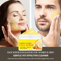 Shefave Turmeric & Vitamin C Face Scrub Exfoliator,Natural Facial Exfoliating Body Scrub,Facial Peeling Cream Brightening Srub for Women&Men-Improve Dark Spots Blackheads Acne,Even Skin Tone Skin Care, 100g