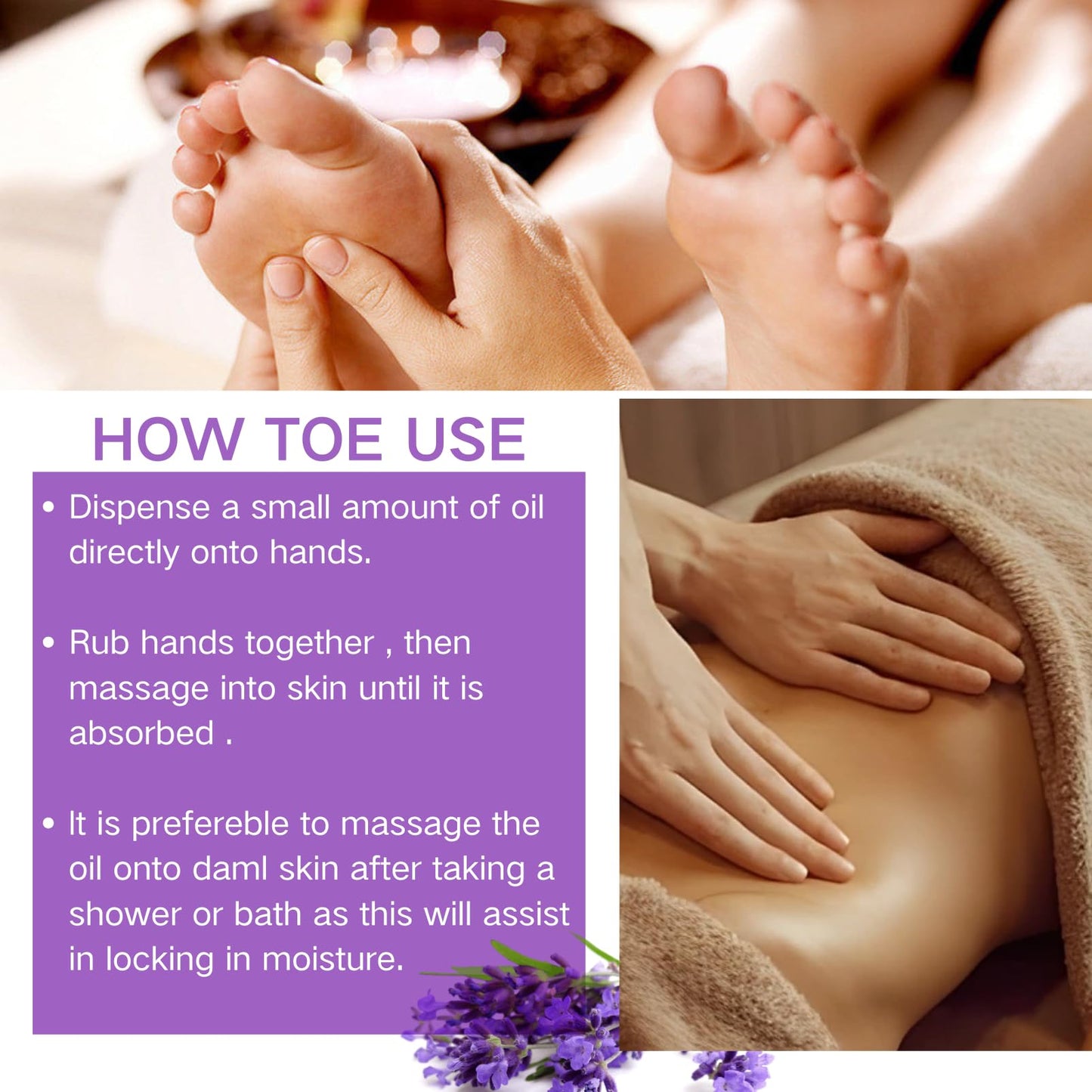 Lavender Massage Oil for Relaxing Muscles - Lavender Massage Oil Body,Hand,Leg,Foot - Body Oil for Relief Skin - Lavender Oil Moisturizer for Women,Men Skin Care (236ml)