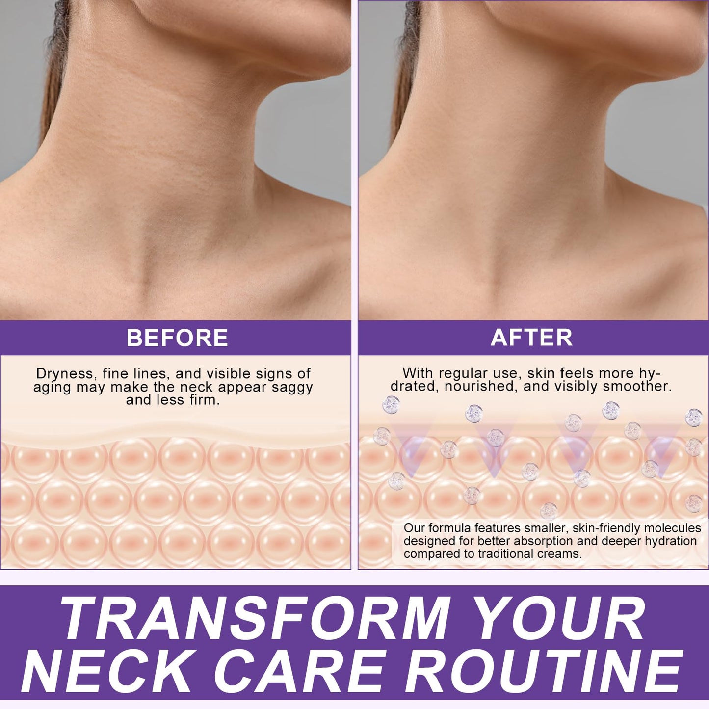 AH8 Firming Neck Cream Tightener Built-in 360 Degree Massage Roller for Lifting & Firming Turkey Neck/Face/Eye/Chest, Reducing Wrinkle/Fine Lines, Moisturizing & Hydrating & Smoothing|120G/4.23 Oz