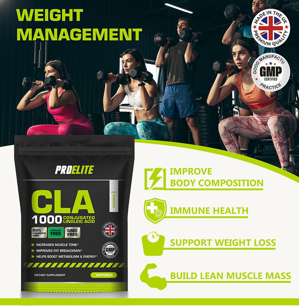 PROELITE CLA Supplement 60 Softgels - 1000mg per Capsule CLA with 80% Isomers - CLA Softgel Capsules Conjugated Linoleic Acid - Suitable Men, Women