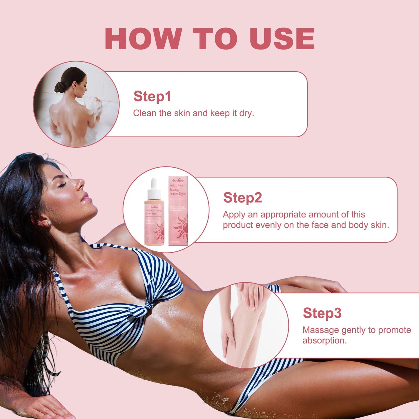 INBOLM Tanning Drops 60ml, Sunless Tanning Drops Gentle Ingredients with Gloves,Enhancing Your Natural Skin Tone,Naturally Boost Melannin Promotes Skin Health and Pigmentation