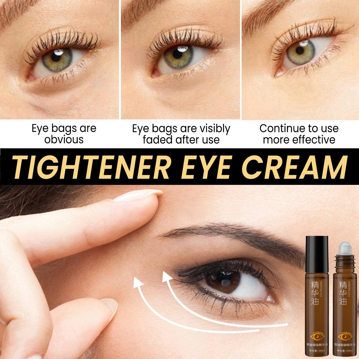 Jinjiar Rollerball Castor Oil,Roller Ball Essential Oil for Eye,Castor Oil and Frankin-Cense Eye Roller,Eye Cream for Dark Circles and Puffy Eyes,Under Eye Cream,Eye Bags Remover,Eye Cream Anti Aging,Eye Gel