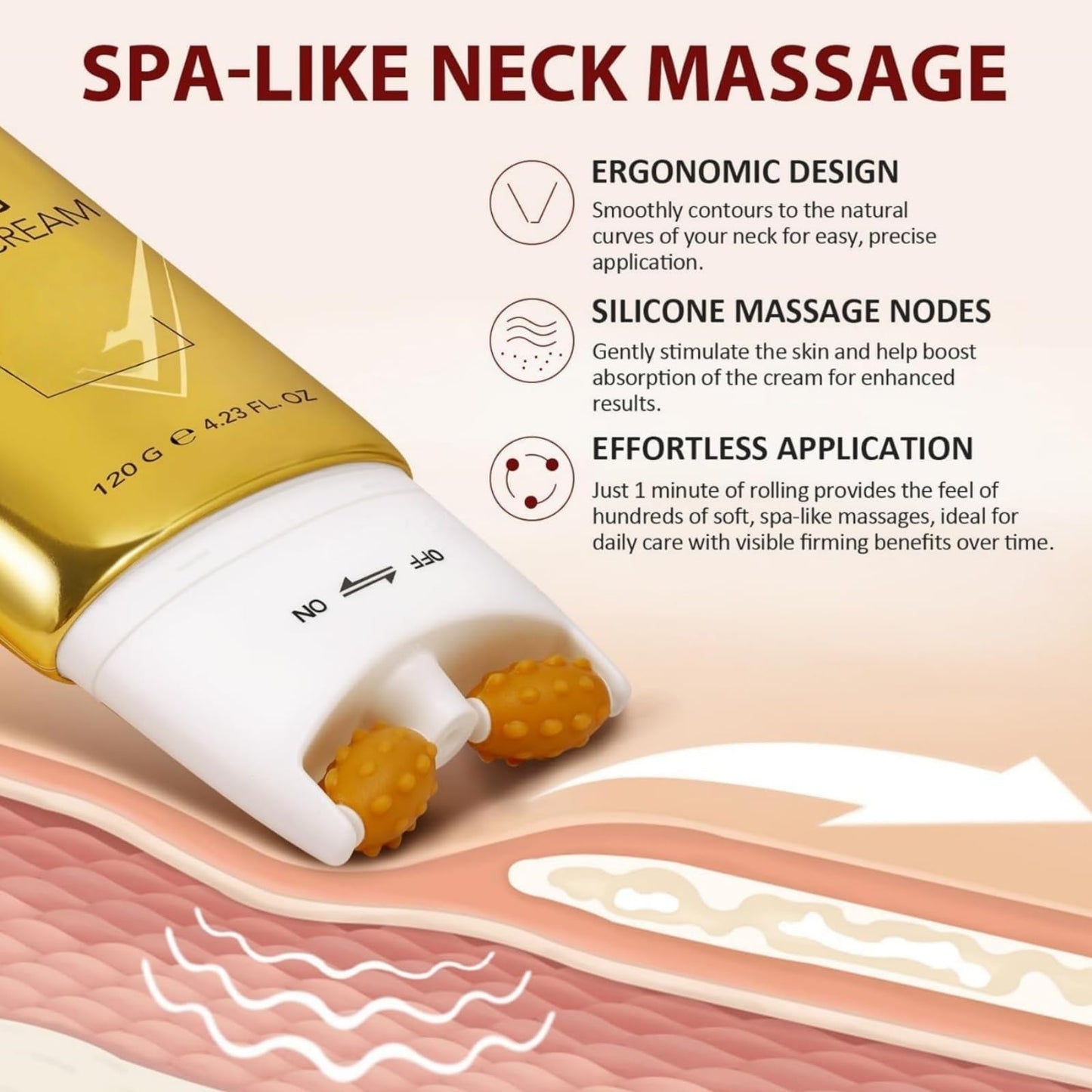 Yoowan Neck Firming Cream,Neck Firming Cream With Roller,Ne-Ck Roller For Saggy Skin,Tighten And Lift Lotion With Double Roller Massage,For Skin Body Care Comfort,Firm And Lift Wrinkles Fine Lines