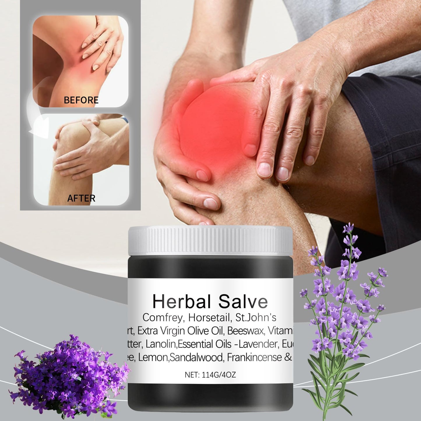 Herbal Salve, Organic Herbal Salve, Natural Joint Care Herbal Salve, Comfrey Cream For Pain, Organic Joint Cream, Comfrey Salve Improves Mobility, Reduces Swelling, Comfrey Cream for Joint