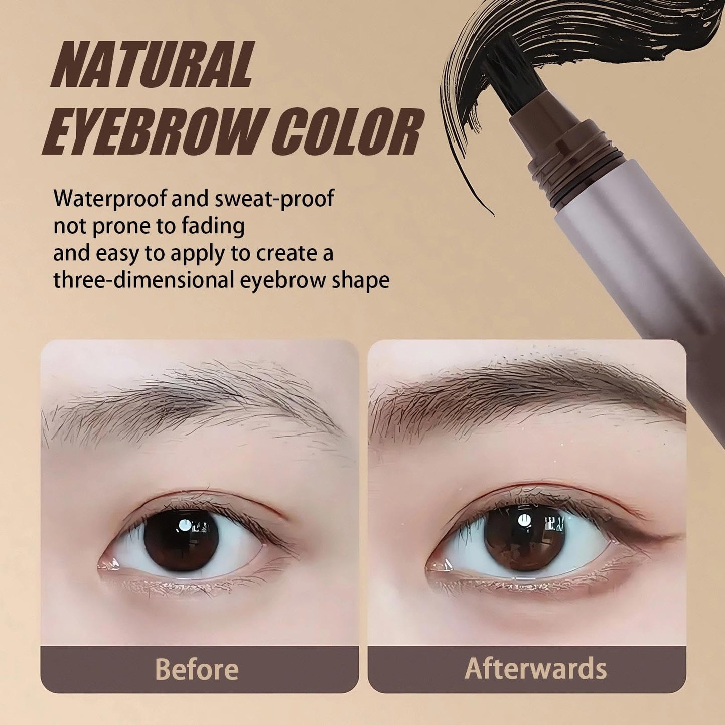 Coloroom Microblading Eyebrow Pen – Glossier Brow Flick, 4D Eyebrow Pencil with Angled Brush & Dip, Waterproof & Long Lasting, Quick Drying Liquid Brow Brush for Women