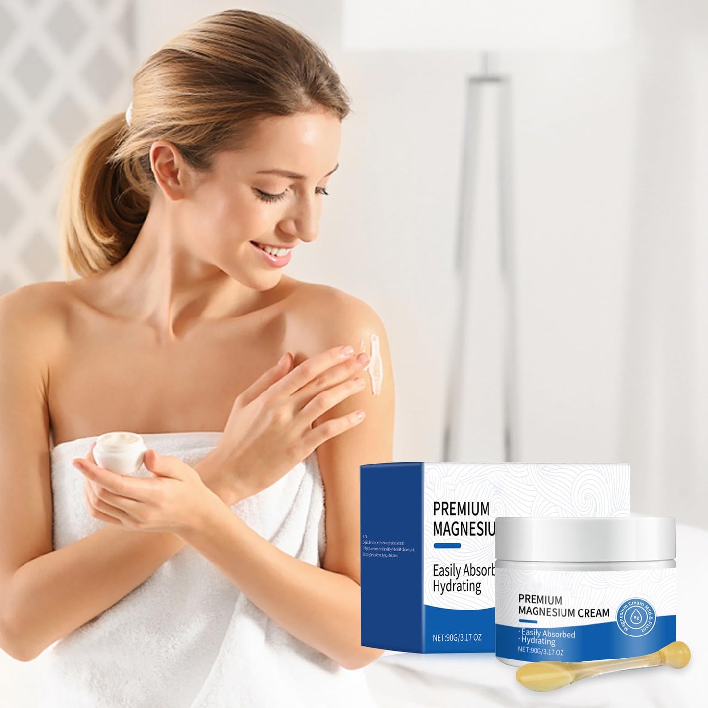 Anmahe Magnesium Butter, Magnesium Cream for Sleep, Magnesium Body Butter, Topical Magnesium Relief Cream to Aid Sleep, for Cramps and Pain, Natural Sleep Support, 90g