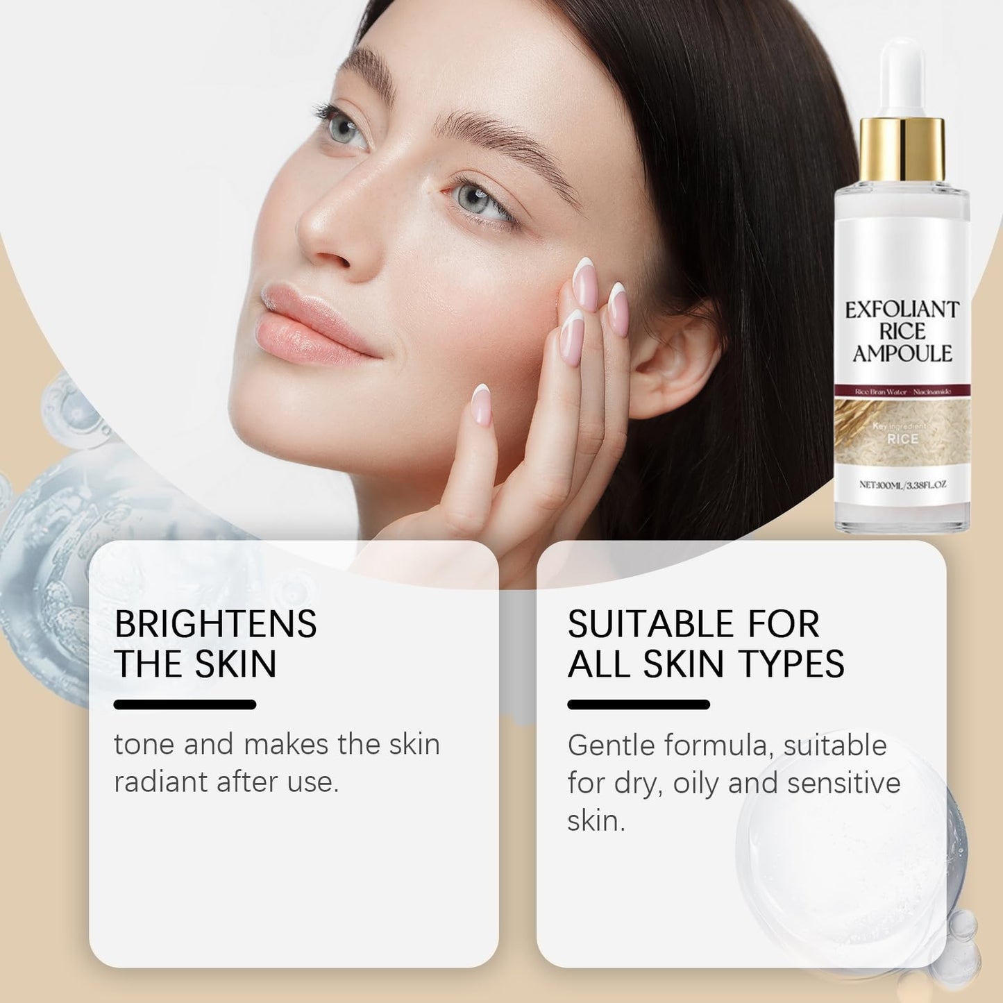 SHEBEEDO 100ML Peel Shot Glow Rice Ampoule, Face Scrub Exfoliator Pore Minimizer for Face, Facial Scrub Exfoliator for Radiant Skin, Lotion for Brightening Exfoliating Moisturizing, Daily Skin Glow Enhancer