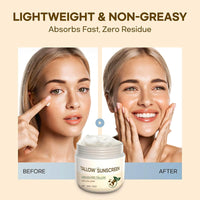 IZBEAUVO Tallow Sunscreen with Zinc Oxide, 100% Grass Fed Beef Tallow Moisturiser & Non Nano Zinc Oxide Sunscreen, Organic Sunblock, Non Greasy Natural Formula, Suitable for Dry Sensitive Skin, Fresh Scent