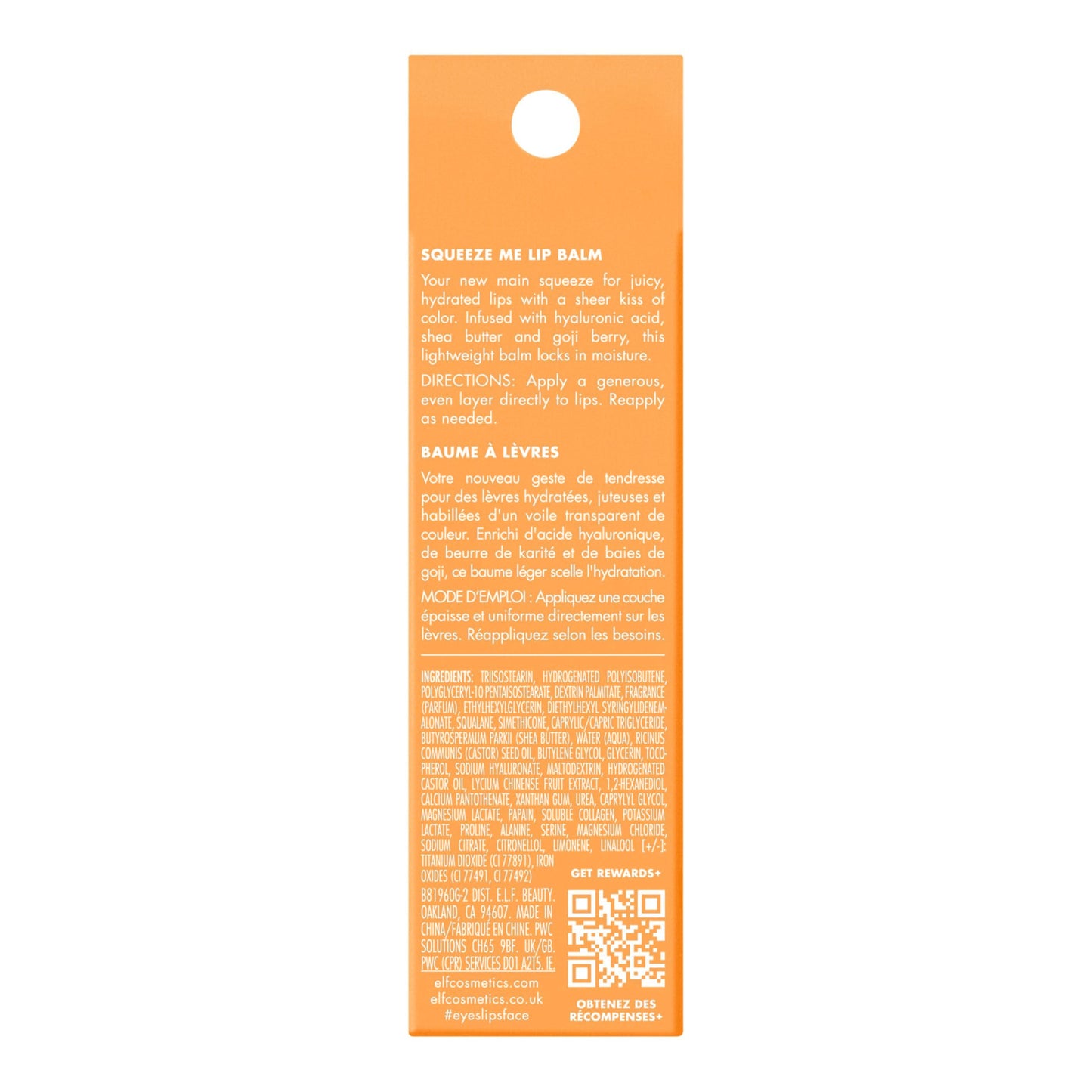 e.l.f. Squeeze Me Lip Balm, Moisturising Lip Balm For A Sheer Tint Of Colour, Infused With Hyaluronic Acid, Vegan & Cruelty-free, Peach