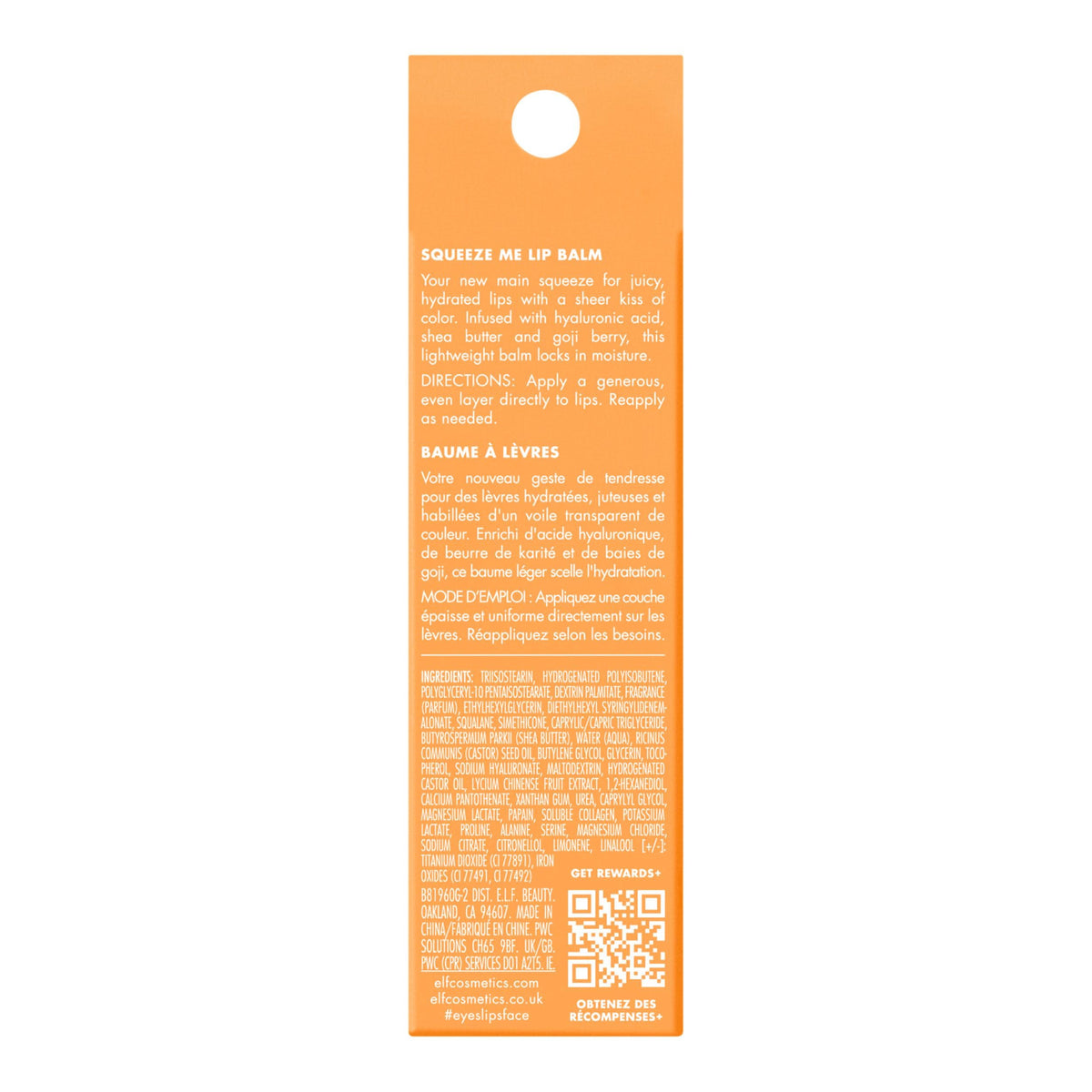 e.l.f. Squeeze Me Lip Balm, Moisturising Lip Balm For A Sheer Tint Of Colour, Infused With Hyaluronic Acid, Vegan & Cruelty-free, Peach