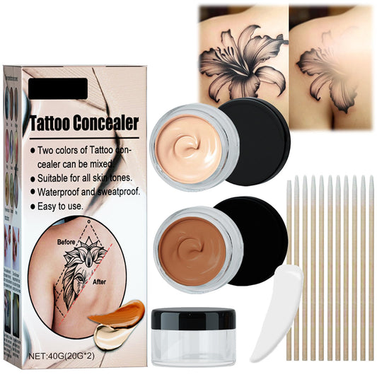 AuraAnge Tattoo Cover Up Concealer Cream - Full Coverage for zits, Body, Waterproof - Men and Women, Natural Makeup to Cover Tattoos