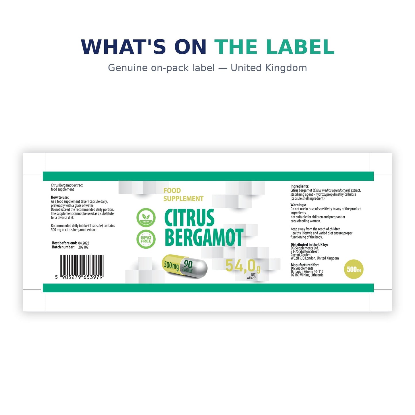 Hepatica Citrus Bergamot (Citrus Bergamia) Extract 500mg | 90 Vegan Capsules | 3-Month Supply | Single Ingredient | 3rd Party Lab Tested