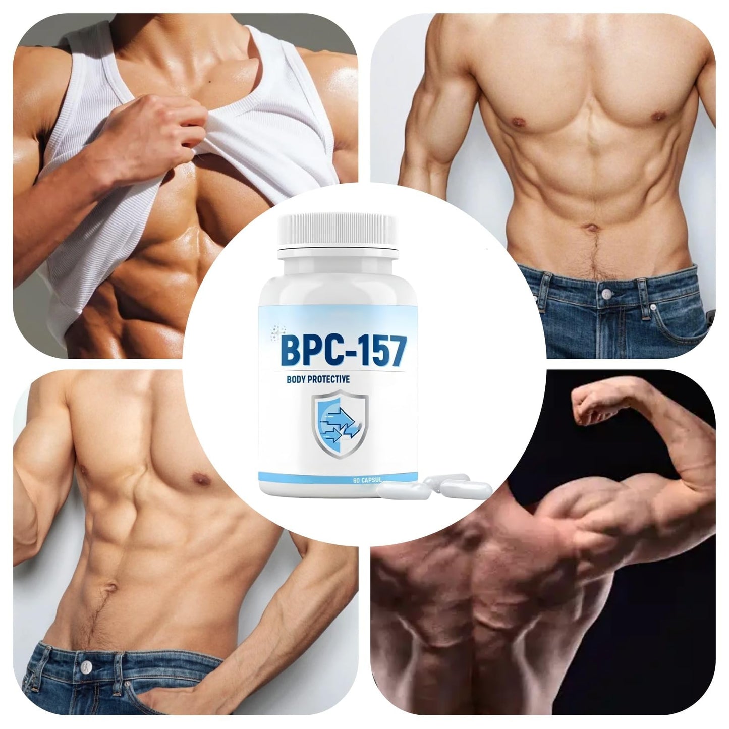SingHao 60Pcs BPC 157 Cap/sules for Man,BPC 157 Pep/Tide Cap/sules,Men Multivi/tamin and Minerals,Adult Gum/mies Multivi/tamins,Boostup for Men,Energy Tab/Lets for Tiredness,Muscle&Workout Reco/Very