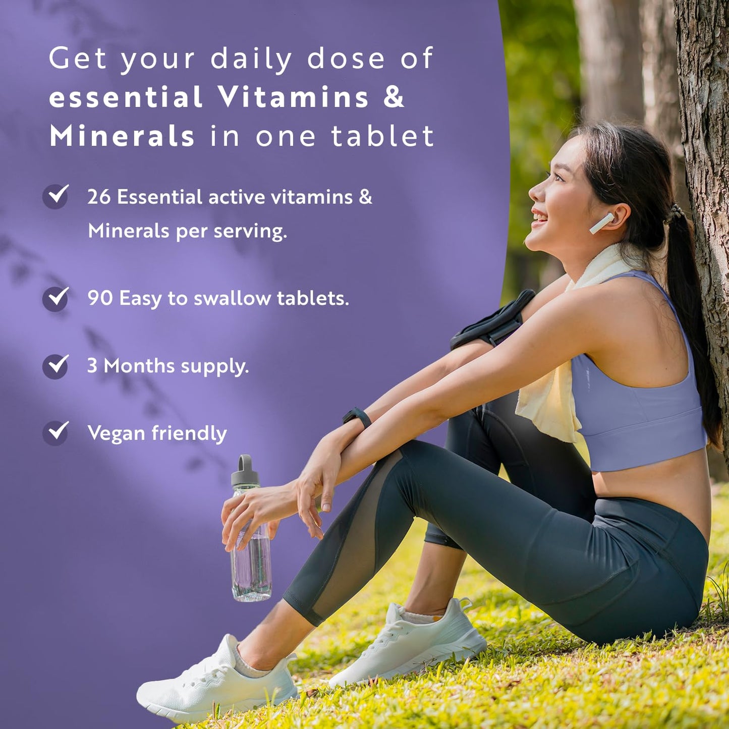 Multivitamin Tablets for Men & Women - 26 Essential Active Vitamins & Minerals with Vitamin C, D, Iron, and Zinc - 90 Vegan Multi Vitamin Tablets for a 3 Month Supply - Made in The UK - Nutravita