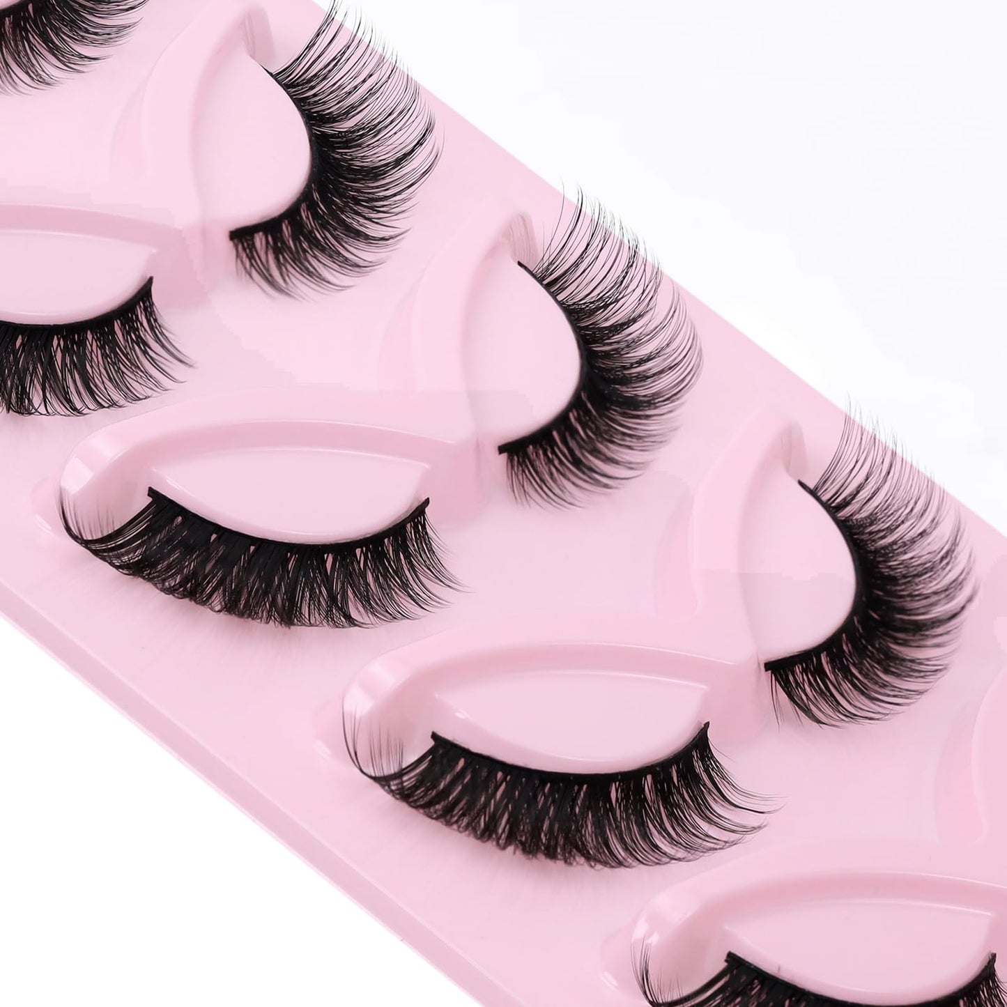 EMEDA Cat Eye Lashes 3D False Eyelashes Wispy Lashes Natural Look 13mm L Curl Lash Extension effect Thick Fox Eye Lashes 5 Pairs Faux lashes (Fox eye 31)