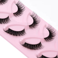 EMEDA Cat Eye Lashes 3D False Eyelashes Wispy Lashes Natural Look 13mm L Curl Lash Extension effect Thick Fox Eye Lashes 5 Pairs Faux lashes (Fox eye 31)