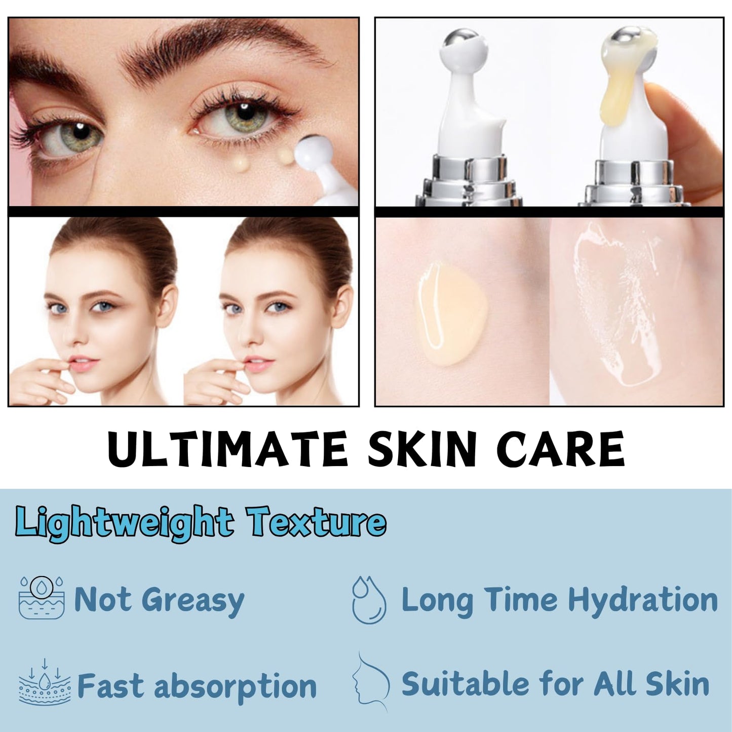 ISBEAUSOLS Eye Serum with 5% Caffeine, Eye Roller for Dark Circles and Puffiness, Caffeine Eye Serum for Fine Lines and Wrinkles, Eye Bags Remover Men & Women, Friendly to All Skin Types, 15ML