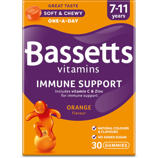 Bassetts Vitamins 7-11 Years Immune VIT C & Zinc 30's, 79.8 g, Orange
