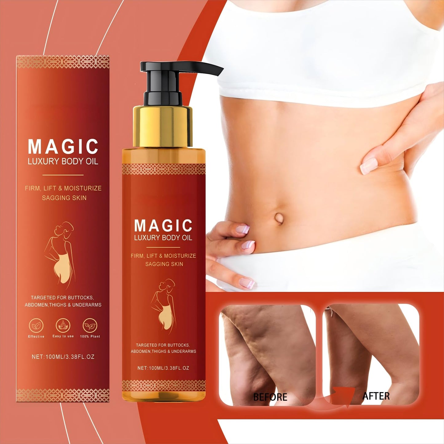 Dabacc Magic Firming Body Oil for Women, 100ml Glow Essence Moisturizing Lotion For Smooth, Collagen Lifting Skin Cream Reduce Finelines Plumping Moisturizin oil for Smooth,Radiant Skin