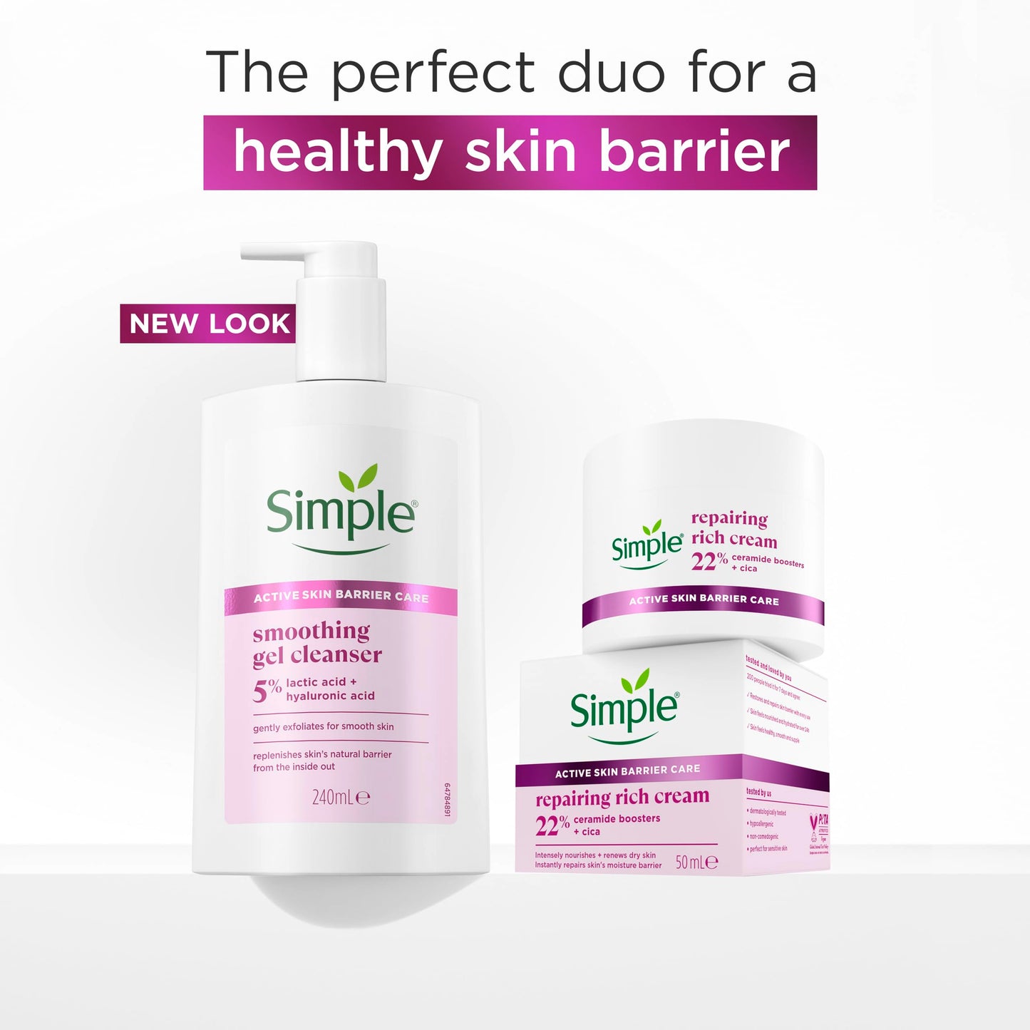 Simple Smoothing Gel Face Cleanser Suitable For Even The Most Sensitive Skin Gel Cleanser With 5% Lactic Acid and Hyaluronic Acid 240 ml