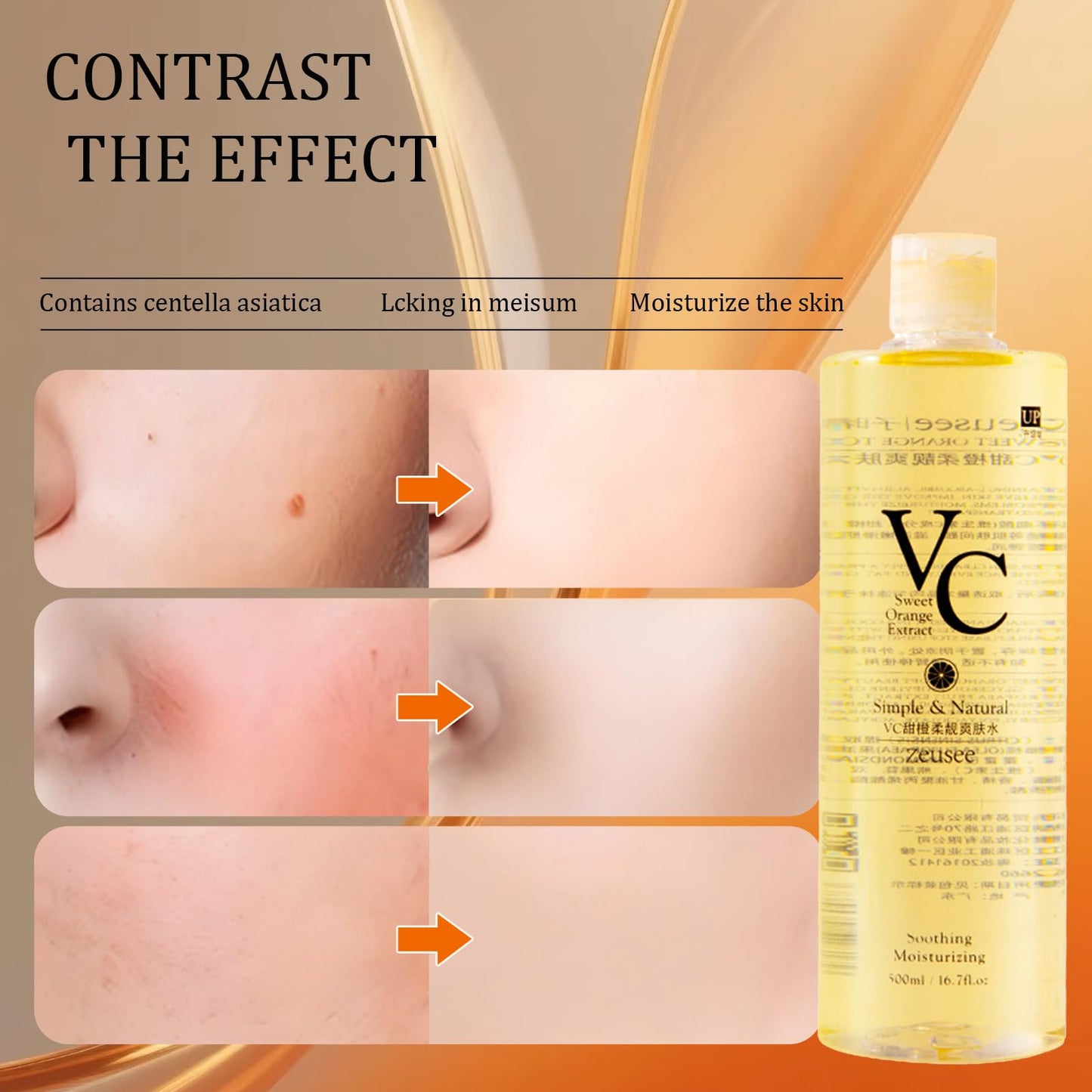SHENYI VC Toner,VC Toner Korean, Contains V C Ingredients,Refreshing Hydrating Rejuvenating Wet Compress Moisturizing Water Lotion, Easy to Absorb, Deeply Hydrate and Enhance Skin Elasticity(300ml)