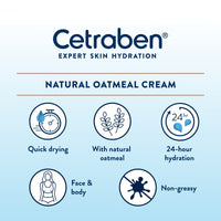 Cetraben Natural Oatmeal Cream Body Cream Dry Skin Moisturiser Suitable For Sensitive and EczemaProne Skin - 190g