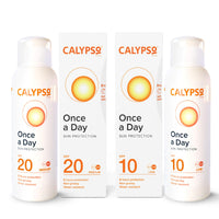 Calypso Once A Day Sun Protection Gel SPF20 and SPF10 - Multipack 2 × 200ml ǀ 8 hours Sunscreen, UVA and UVB Protection, Water Resistant, Non-Greasy