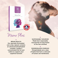 healthspan Healthspan Memo Plus (2 months' supply) | To support your brain Health & cognitive function | 350mg Advanced Phospholipid Complex | 179mg Omega 3 Fish Oil | 75µg Iodine | Friend of the Sea | One-a-day