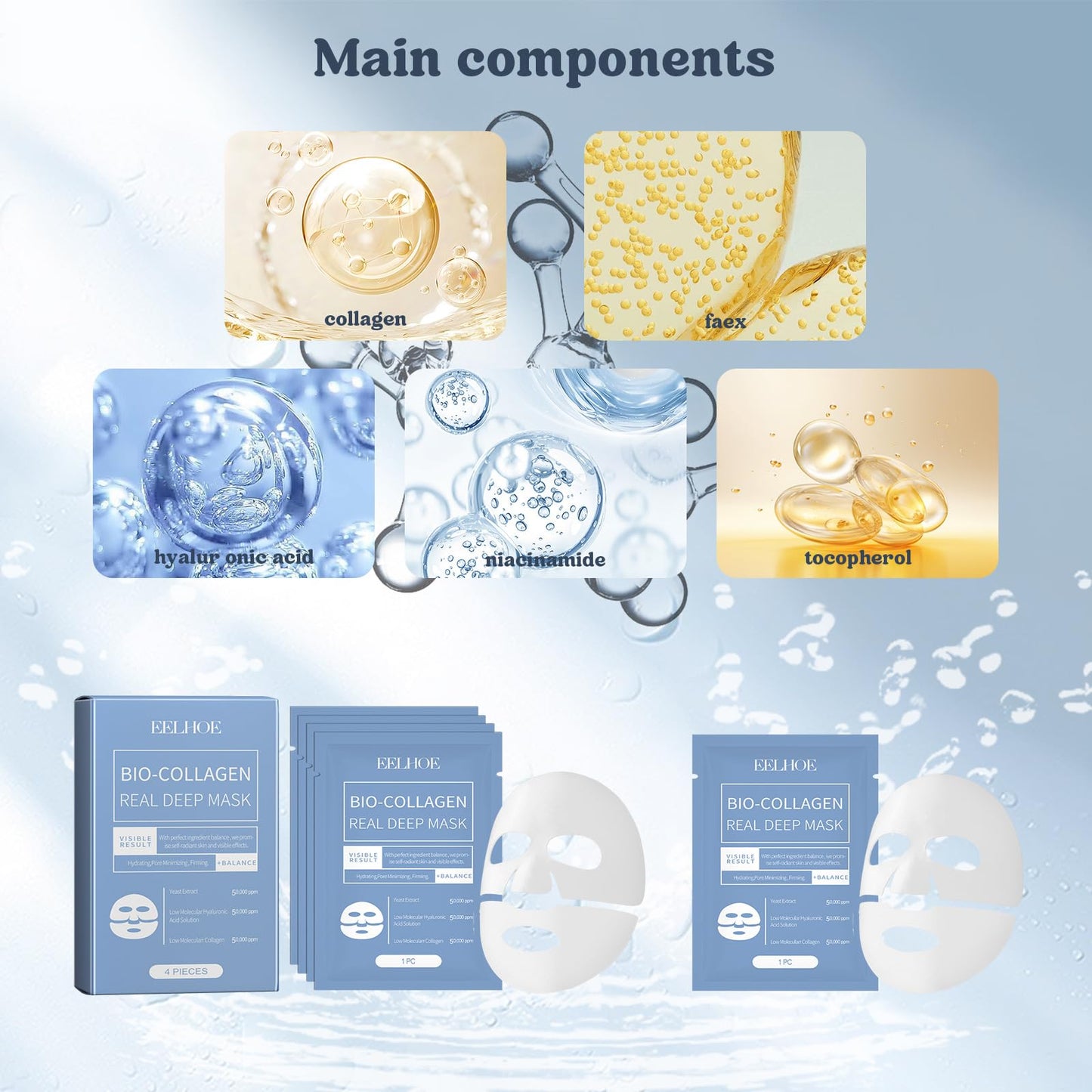ChicNana Biodance Collagen Mask, Biodance Collagen Mask Overnight Bio Collagen Face Mask Real Deep Overnight Face Mask Collagen Mask Overnight Mask for Face Skin Care (4PCS)