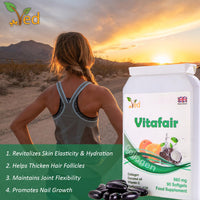 VED Vitafair Collagen Plus Coconut Oil, Vitamin C, hyaluronic Acid, 860 Mg 90 Vitafair Blend of Collagen, Coconut Oil, Vitamin C& Hyaluronic Acid, Support The Condition of Your Skin, 860 mg 90 Soft Gel