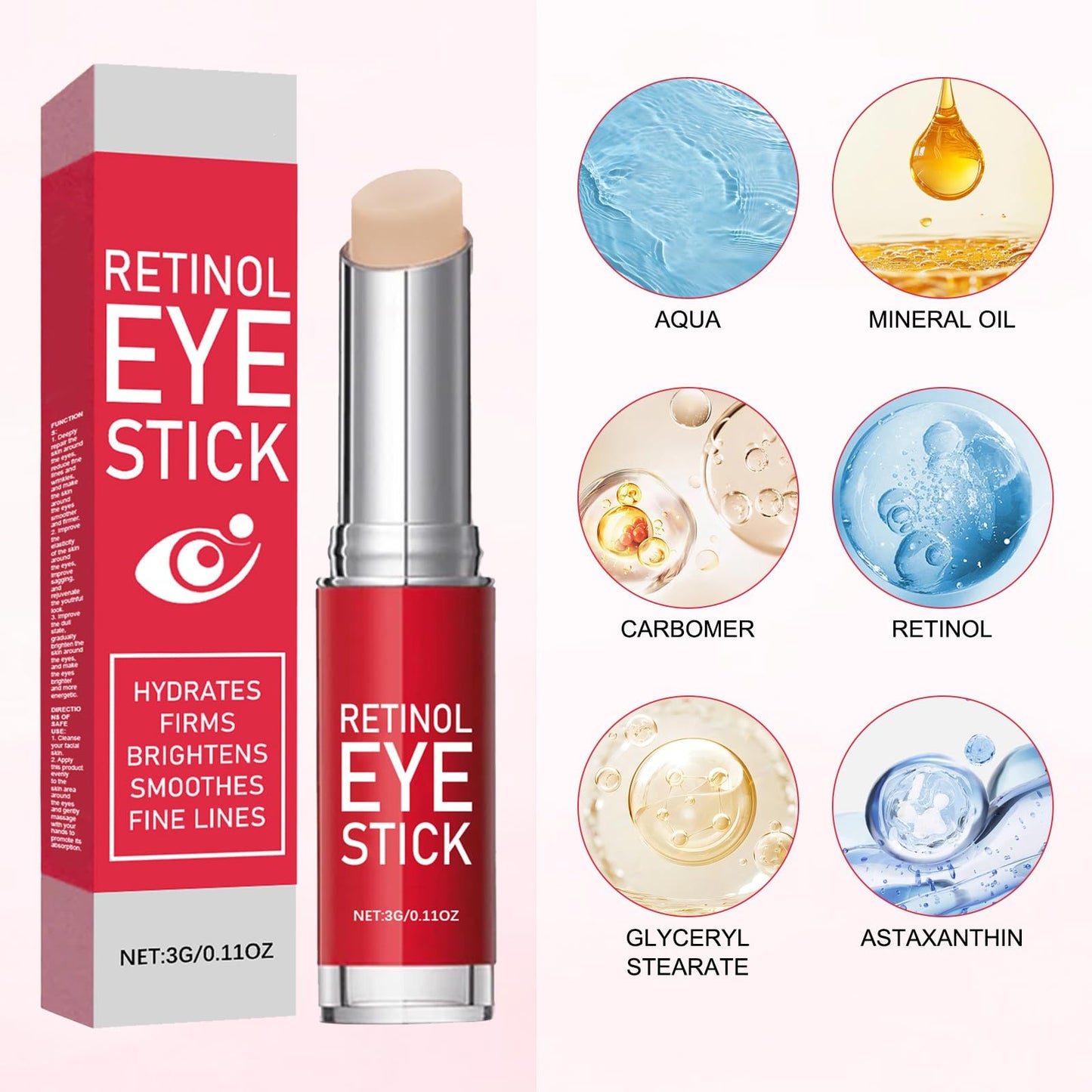 Bisienya 2 PCS Retinol Eye Cream,3g Retinol Dark Circle Eye Cream,Moisturizing and Firming,Anti-Aging,Suitable for Relieving Dark Circles and Puffiness