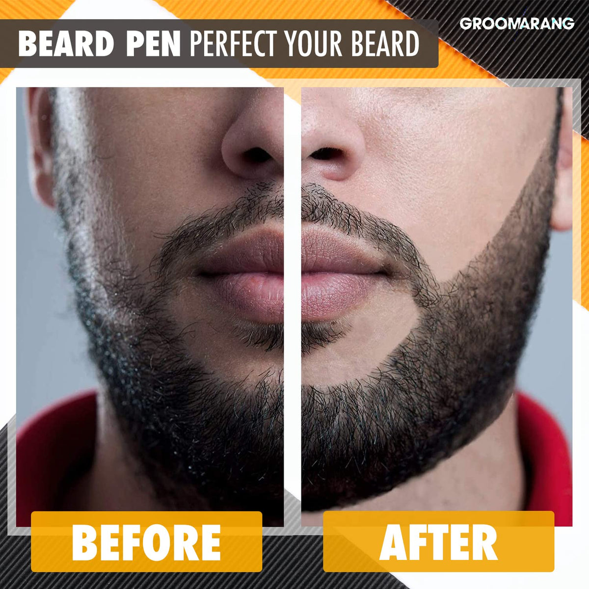 groomarang Beard Pen GROOMARANG® Beard Pencil Filler for Men - Natural Enhancer to Fill, Shape and Define - Black or Brown (Black)