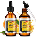2PC Vitamin C Serum for Face Korean 20% Vit C Serum for Dark Spots, Wrinkles & Fine Lines Anti Aging, Hyaluronic Acid Powerful Collagen Boosting & Skin Brightening Facial Serum Skin Care Women/Men