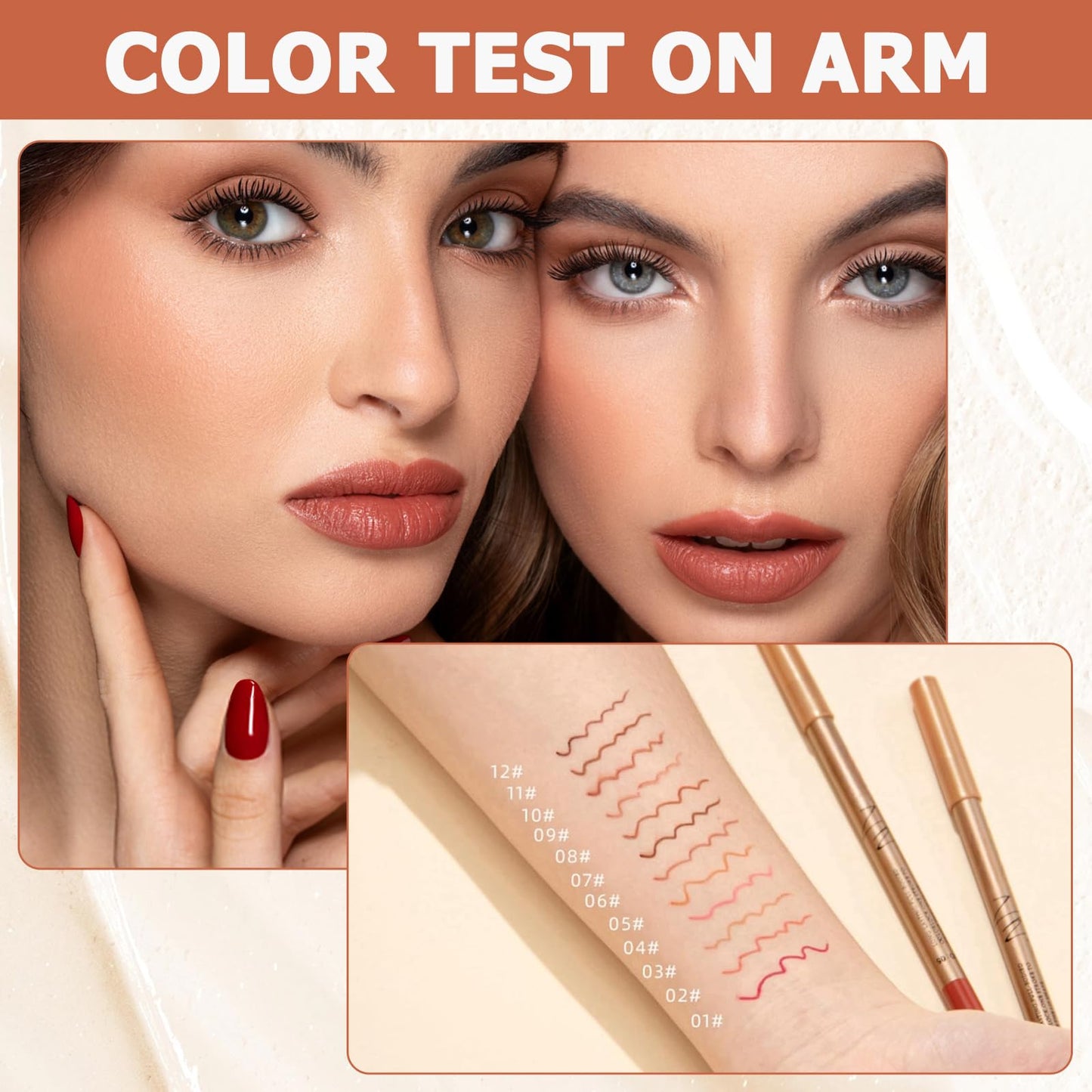 Bisienya 12pcs Lip Liners Set,Matte Lipstick Lip Liner Pencil,Longwear Smooth Lip Pencil,Smooth and Long-Lasting Lip Pencil Liner,Creamy Lip Liner,High Pigmented Waterproof Natural Lip Makeup