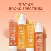 KYDA Body Glow Oil, SPF 45 Broad Spectrum, Sunscreen Body Oil with Rose Gold Mica, Moisturizing Coconut Body Oil, Lightweight Glow Body Moisturizer, Water Resistant, 3.38 fl oz, ROSE