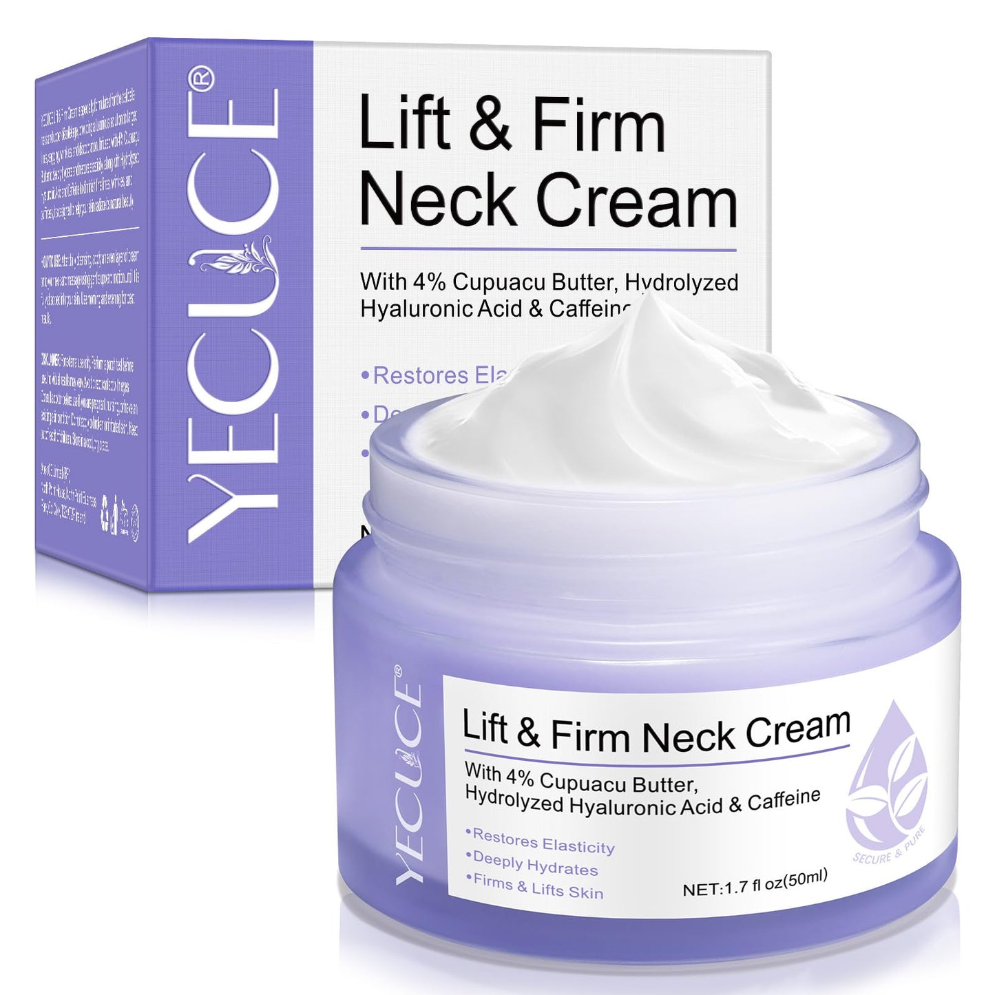 Lift & Firm Neck Cream, Neck Firming Cream, Natural Anti-Aging Neck Cream for Tightening and Wrinkles for an Even Skin Tone and Neck Lift, Fine Lines, With Pro-Active Repair Firming Complex, 50ML