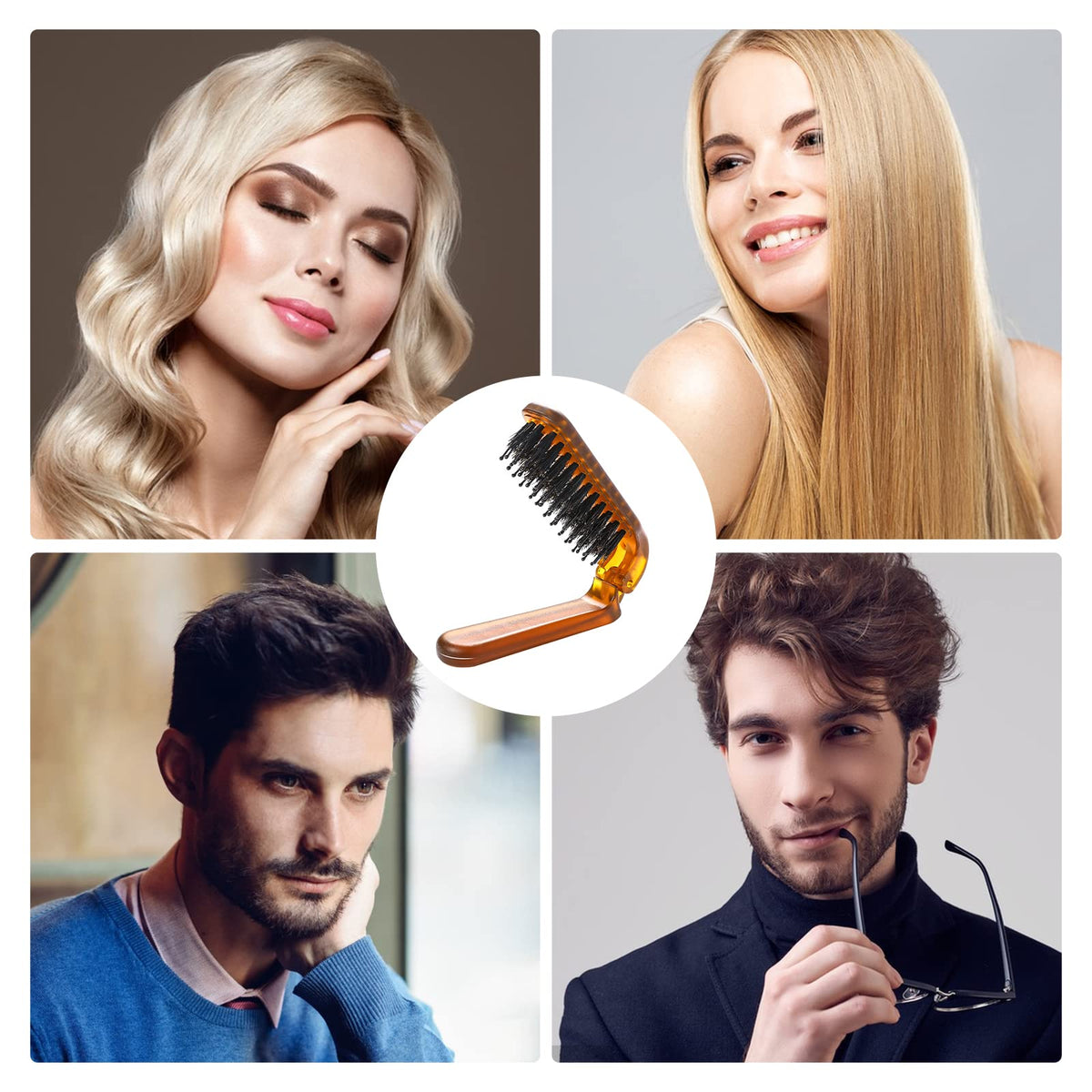 Mozeat Lens Travel Hair Brush,Foldable Boar Bristle Hair Brush Folding Bristles Hair Comb Collapsible Travel Hair Comb Pocket Hair Comb Rectangular Folding Hair Brush Compact Hair Brush Mini Hair Brush for Women