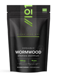 Organic Wormwood 500mg – High Strength Artemisia Absinthium Supplement – 90 Vegan Capsules (3 Months Supply) - Resealable and Recyclable Pouch – by Alpha01