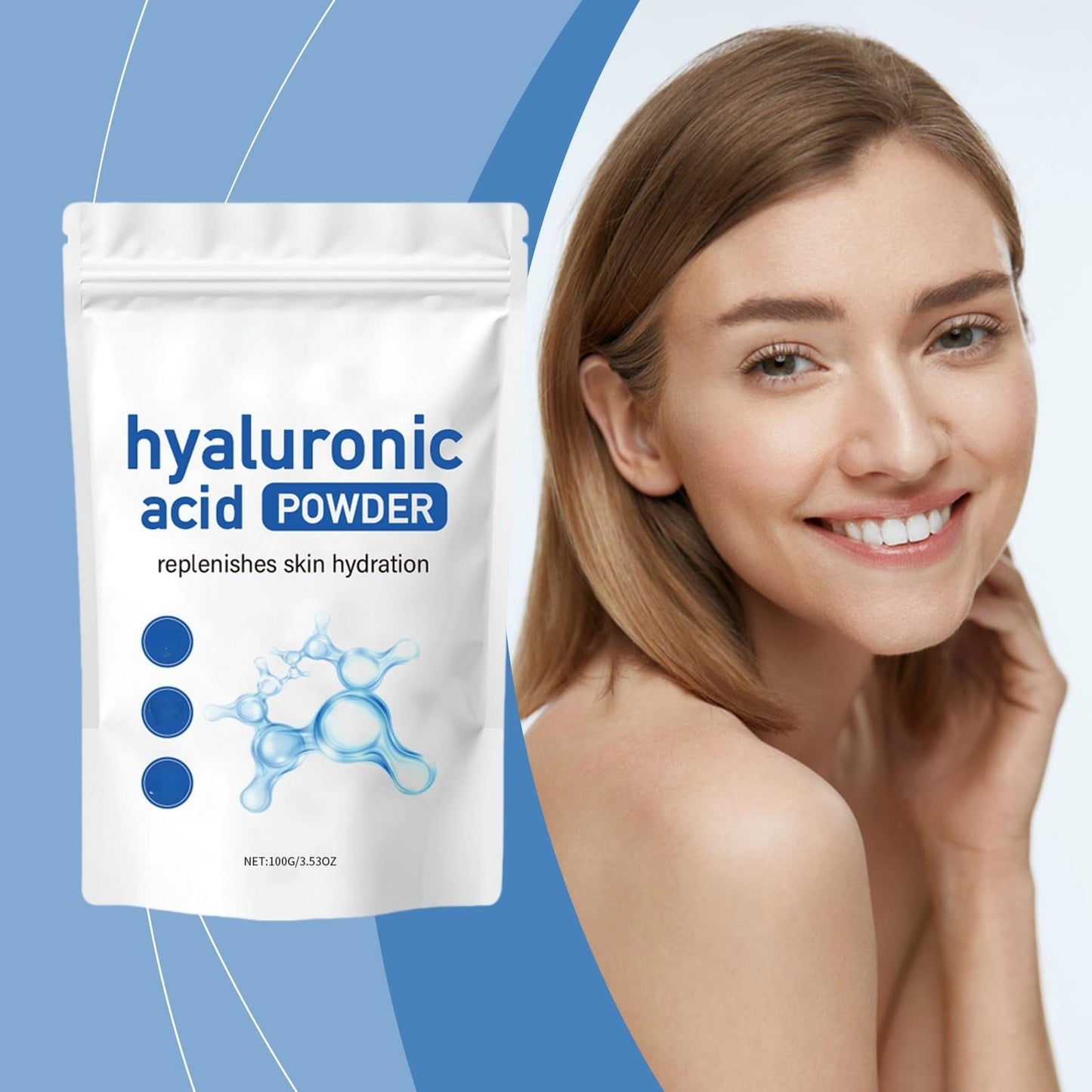 Hyaluronic Acid Powder,Natural Hyaluronic Acid Powder for Face and Skin Care,Water Soluble Hydrating Ingredient for Skin Moisture,Water-Soluble Firming Facial Serums Cosmetics,DIY Facial Serum