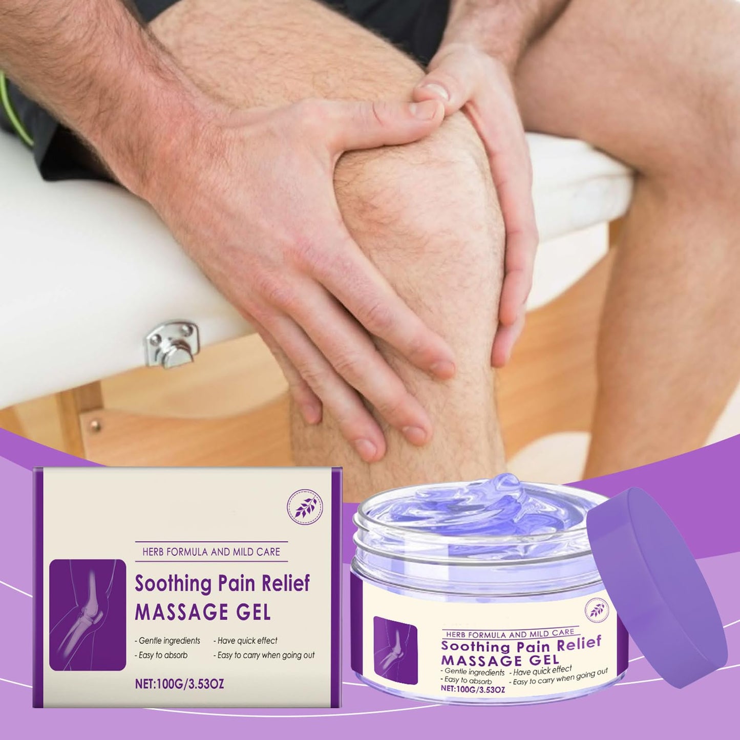Joint Pain Gel Purple Gel 100g,Pain Relief Cream for Knee,Natural Relief Cream,Instant Soothing Joint Massage Gel for Women & Men,Shoulder & Arm & Knee & Leg,Fast Absorb & Relax Muscle