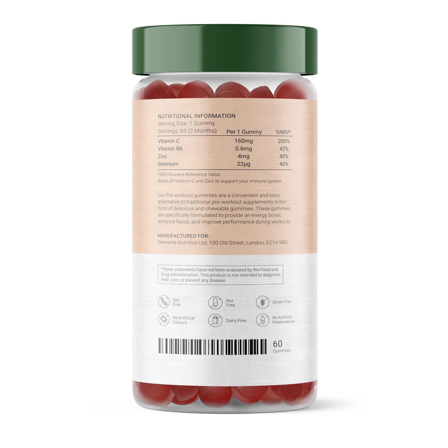 27 Elements Immune System Booster Gummies | 2 Months Supply - 60 Vegan Gummies | High Potency | Vitamin C | Vitamin B6 | Zinc | Selenium | for The Ultimate Boost to Your Immune System | Natural Raspberry Flavour
